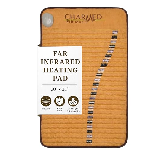 Far Infrared Heating Pad: Amethyst & Tourmaline Crystal, Electric Radiant Heating Pads for Deep Heat (20" X 31") Adjustable Temperature Settings Auto Shut-Off, Flexible mat.