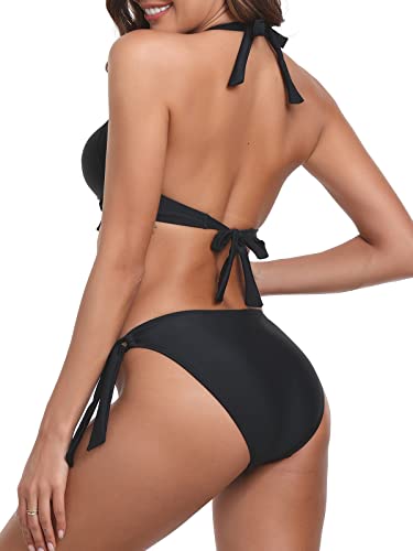 Women's Two Piece Bikini Sets Push Up Halter Bikini Bathing Suit Adjustable 2 Piece Swimsuit4
