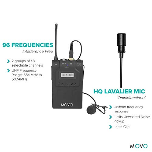 Movo Wtx8 48-Channel Uhf Wireless Bodypack Transmitter With Lavalier Microphone For The Wmic80 Wireless Microphone System #TOP3