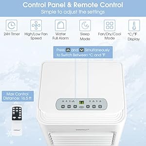 Costway portable air conditioner 8000 btu 3 in 1 personal ac unit with built in dehumidifier fan mode sleep mode 24h timer remote control cools up to 250 sq ft for bedroom  urban country home decor