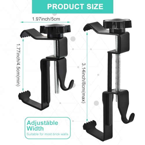 Image of 4PCS Brick Wall Clips Stainless Steel Brick Hooks Clamps,Brick Hanger Clips for Hanging Outdoor Pictures,1.77-3.14in Adjustable Brick Hangers No Drill Brick Wall Hangers