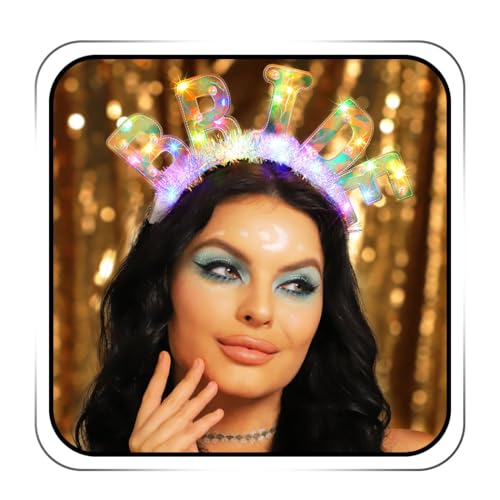 JEAIRTS ライトアップ ブライド ヘッドバンド 光る花嫁 文字 ヘアバンド LED 独身パーティー ヘアアクセサリー 女性用