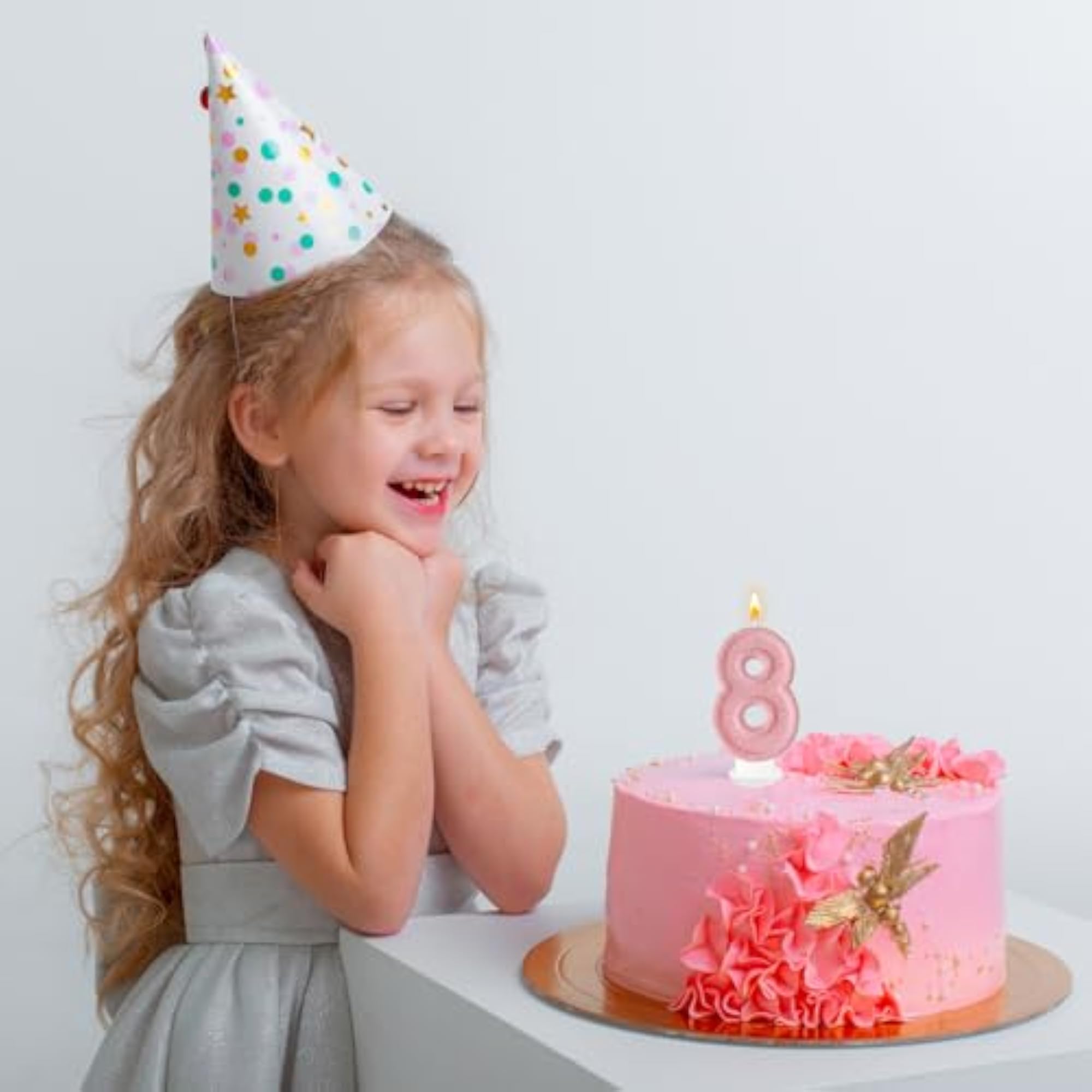 Pink Birthday Candles, Romantic Number Shape