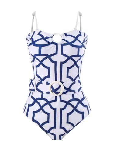 Image of AARAM Stylish Premium Women's One Piece Swimsuit with Cover Ups Wrap Skirt Sarong Retro Floral Print Monokini Tummy Control Swimwear, Printed Swimming Costume for Women Beach Wear