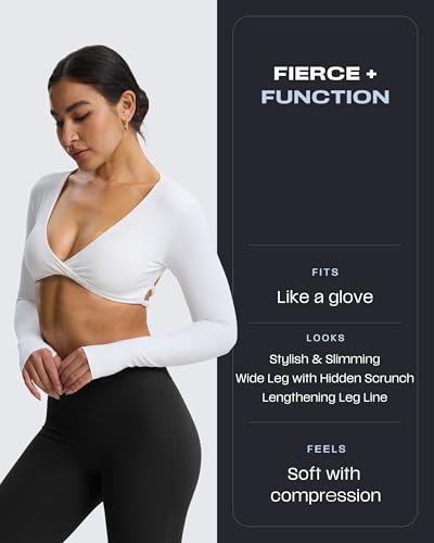 Aoxjox Flare Leggings for Women Hidden Scrunch Butt Lifting High Waisted Wide Leg Yoga Pants 30"/32"/34"2