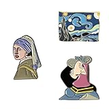 Abaodam 3 Stück Ölgemälde Broschen Stilvolle Kleidercorsage Anstecknadeln Leichte Emaille Anstecker für Kleidung Taschen und Accessoires
