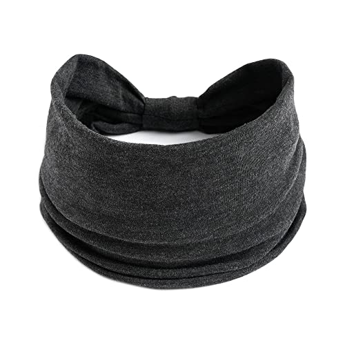 Image of XFYT Soft Comfortable Workout Gym Sports Hair Band | Exercise Sweat Absorbent Breathable Yoga Wide Headbands for Men and Women (Dark Grey)