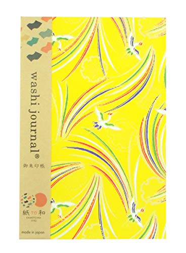 紙TO和 御朱印帳 鳥シリーズ 蛇腹式 (鶴イエロー) (Lサイズ(大判))