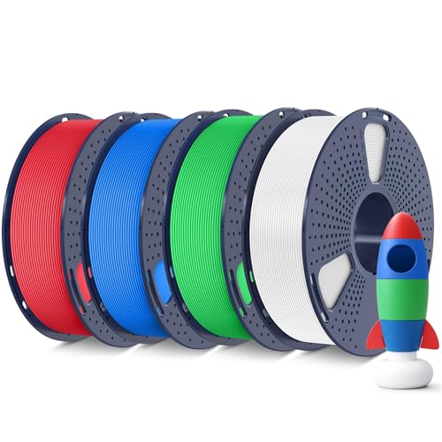SUNLU 4KG PLA Matte 3D Printer Filament, White+Green+Klein Blue+Red