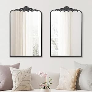 Ruomeng Traditional Wall Mirror, Black Bathroom Mirror Baroque Inspired Wall Décor, Accent Mirror for Vanity Entryway and Living Room, 19” x 30.5” Ruomeng Traditional Wall Mirror Black Bathroom Mirror Baroque Inspired Wall Decor Accent Mirror for Vanity Entryway and Living Room 19 x 305