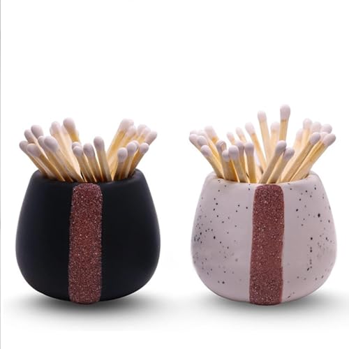 COMZPLIFE 2Pcs Ceramic Match Holders with Striker, Decorative Home Decor, Gifts (Matches NOT Included)