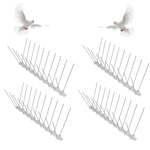 Supecesorio Picos antipalomas de acero inoxidable, 4 unidades x 25 cm, para proteger el balcón y la terraza, para gorriones, golondrinas, cuervos, gatos, palomas y protección de aves