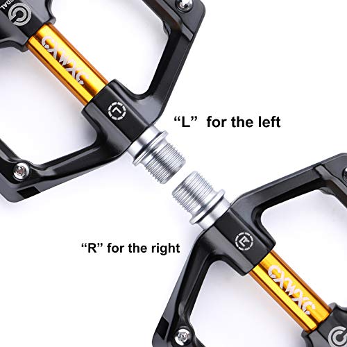 Cxwxc Road/Mtb Bike Pedals - Aluminum Alloy Bicycle Pedals - Mountain Bike Pedal With Removable Anti-Skid Nails (Black-Orange) #TOP4