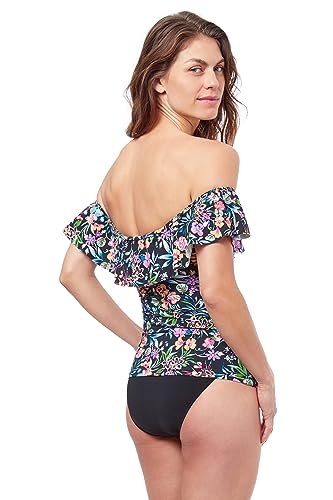 Profile by Gottex Women's Standard Flora Off The Shoulder Ruffle Tankini3