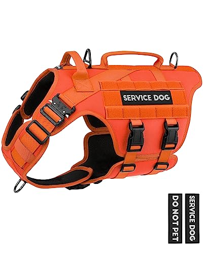 Image of Petnanny Tactical Dog Harness Service Vest for Medium Dogs M Orange | Service dog vest with hook loop panel, MOLLE, handle, no pull design for K9 training & daily walks, ideal no pull harness