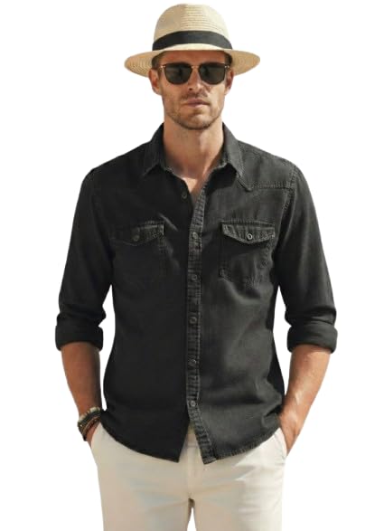 leons fab Symbol Premium Men's Casual Cotton Denim Shirt-picture-44