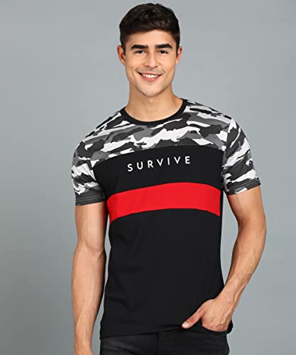 Image of Urbano Fashion Men's Military Camouflage Printed Slim Fit Half Sleeve Cotton T-Shirt