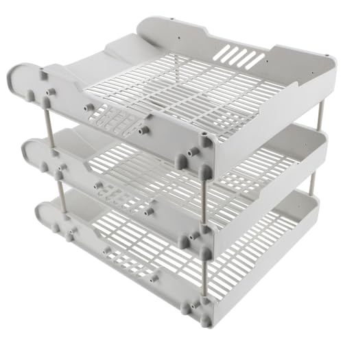 Organiseur de papier bureau en PP à 3 niveaux horizontaux pour le rangement efficace des dossiers