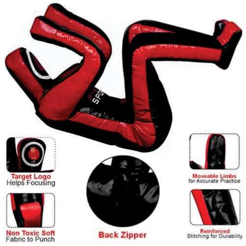 MMA Grappling Dummy 180 cm – Judo, Wrestling, BJJ, Selbstverteidigungstraining Dummy Vinylstoff Ungefüllter Boxsack für Submission- und Verteidigungsübungen (Red - Vinyl)