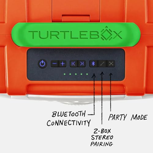 Image of Turtlebox Original Gen 3: Portable Outdoor Bluetooth Speaker - Ultra-Loud (120dB), Waterproof (IP67), Rugged, Impact-Resistant, 3-Day Battery | Party Mode: Unlimited Pairing Stereo, Orange /Kelly Green