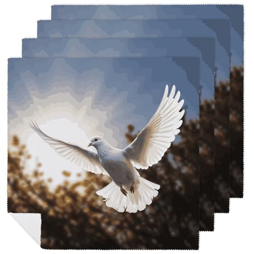 Servilletas de Tela Blanca JTKBNVM 47.5x47.5 cm Floral Cuadrada miniatura 1