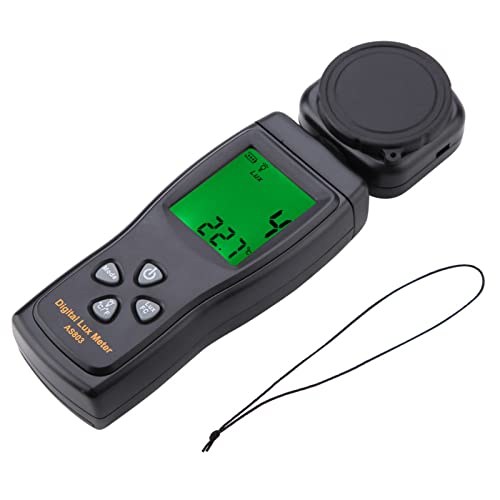 Digital Lux Meter Lux Light Meter Handheld Lux Meter Range Up to 200,000 Digital Illuminance Light Meter, LCD Display with LED Backlight, Real-time Temperature Sensor
