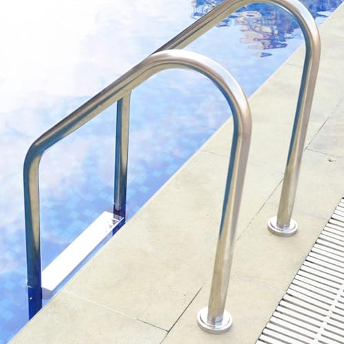 Escalera para piscina con 2 escalones y barandas de acero inoxidable miniatura 6