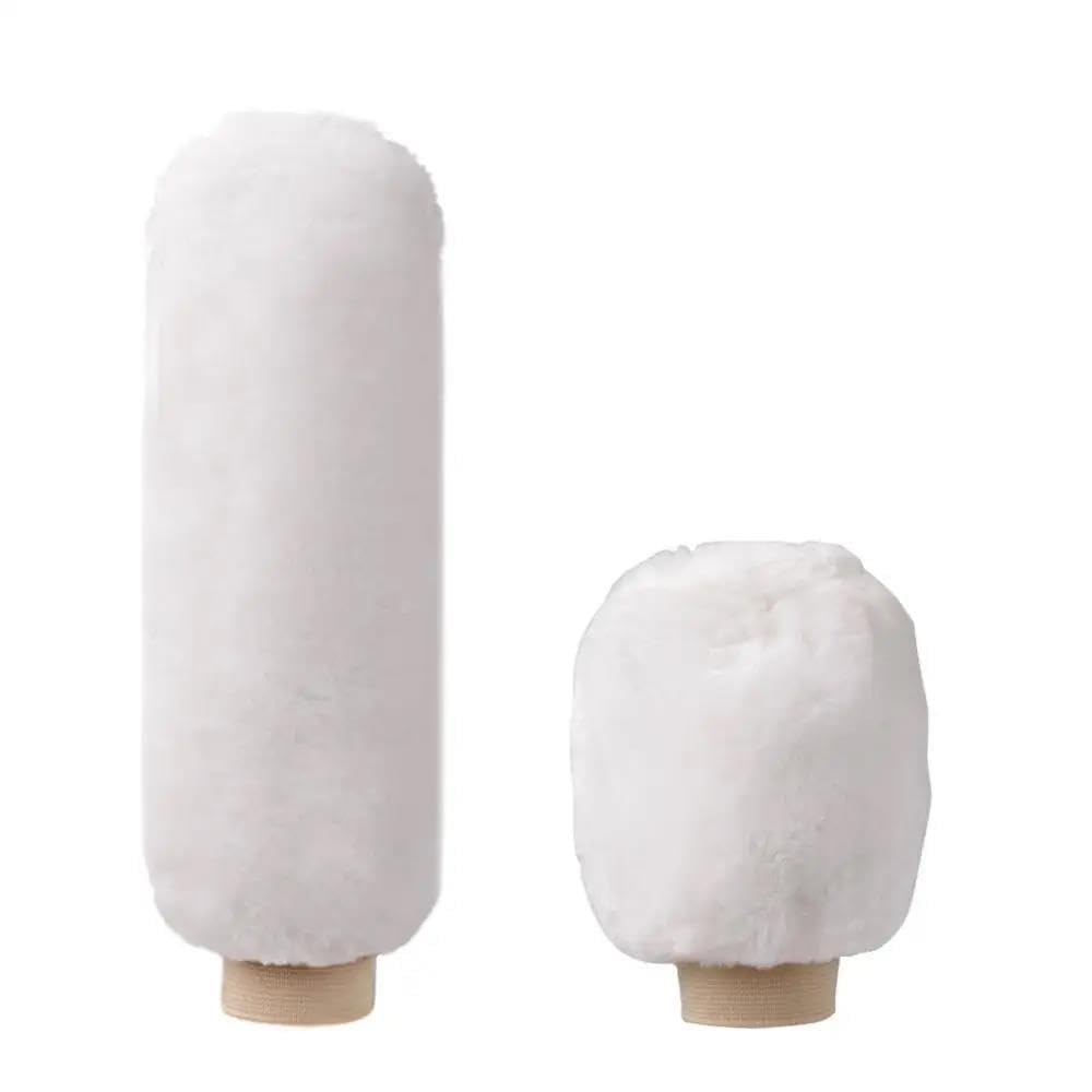 HYASDBWE 2Pcs Car Handbrake Grip Covers Gear Shift Knob Cover Handle Plush Sleeve Soft Warm Hand Brake Gear Shifter Parts(White)