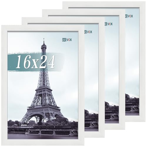 VCK 16x24 Frame White 4 Pack, Wide Thick Wood Border, for Poster/Prints