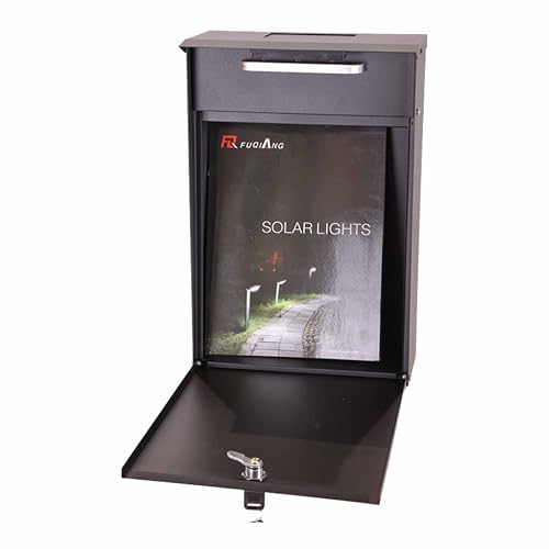 Image of Post Mount Mailbox with Code Lock | Solar Powered House Numbers, Night Lighting, Iron Material, Digital Password