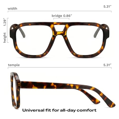 Image of livho Retro Aviator Blue Light Blocking Glasses for Women Men with Soft Case, Trendy Rectangle Computer Eyeglasses