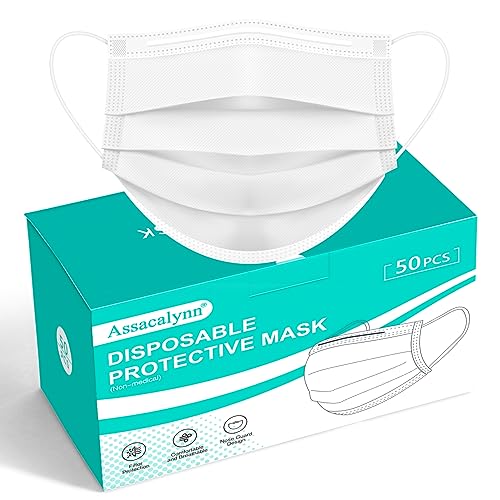Assacalynn 50pcs Disposable Face Masks, Masks Optional Adults or Kids