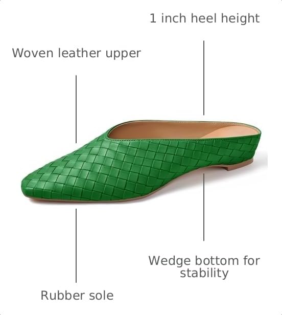 Image of Woven Mules for Women Slip on Comfortabke Metallic Slides Ladies Trendy Square Toe Hidden Wedge Mules