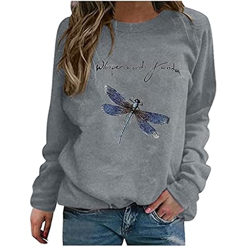 riou Sudaderas Mujer sin Capucha Deporte Otoño Invierno Navidad Lindo Patrón 2022 Largas Fitness Original Sexy Cuello Redondo Deporte Casual Top Shirt Blusas Cover