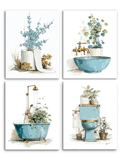 Image of Frimeeme Botanical Bathroom Wall Art, Unframed, 8x10 Inches