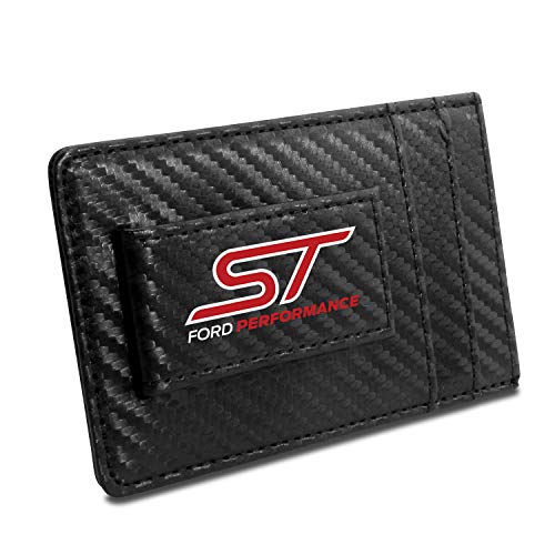 Ford Focus ST Black Carbon Fiber Leather Wallet RFID Block Card Case Money Holder, 4-3/8" x 2-3/4"2