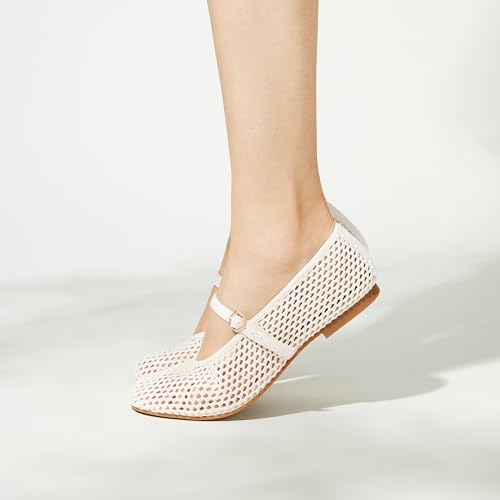 Image of VIVAIA Nelly Women's Mary Jane Flats Comfortable Almond Toe Ballet Flat Shoe Lightweight Soft Versatility Dress Shoes
