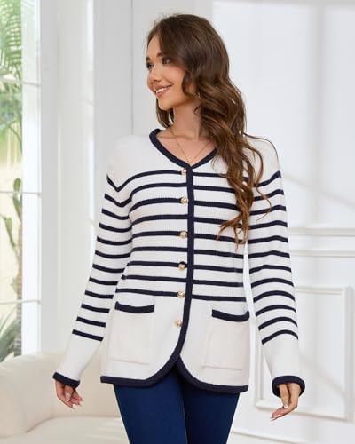 Women’s Knit Cardigan Sweaters Casual Long Sleeve Open Front Button Down Coat Trendy Winter Outerwear with Pockets,Loose Fit3
