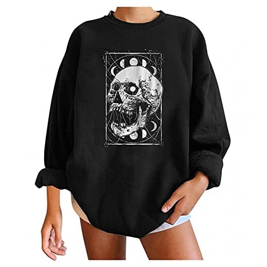 Pianshanzi Tröjor damer lätt sweatshirt med rund hals lös bekväm ledig långa ärmar dam dam crewneck sweatshirt T-shirt batik-tryck, svart, XXL
