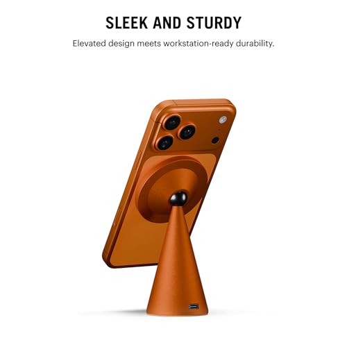 Image of DailyObjects Surge Conoid Qi2.2-Certified MagSafe-Compatible Wireless Charger with 25W Fast Charging, Premium Cosmic Orange Finish, Sleek Conoid Design, Supports iPhone & Qi-Enabled Devices - Orange