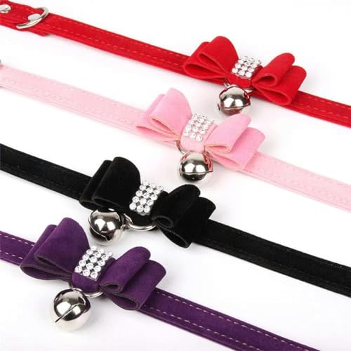 Collier pour chat en strass anti-serrage avec nœud papillon doux