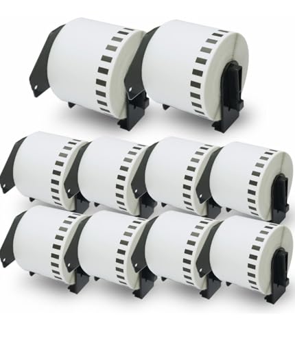 10 x Compatible DK-N55224 54mm x 30.48m White Thermal Continuous Non Adhesive Paper Tape Labels Compatible with Brother QL Printers Including QL-700 QL-800 QL-1100 QL-570 QL-580 QL-710W QL-810W (10)