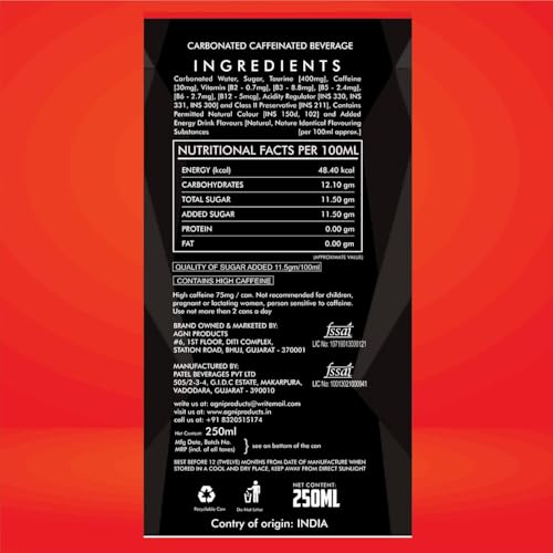 Image of Ruff N Tuff Energy Drink, High Caffeine + Taurine + B Vitamins, Boosts Energy & Focus, Supports Stamina & Endurance, Ready-to-Drink (250ml) (Pack of 6)