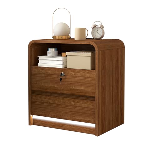 Walnut Nightstand with Charging Station