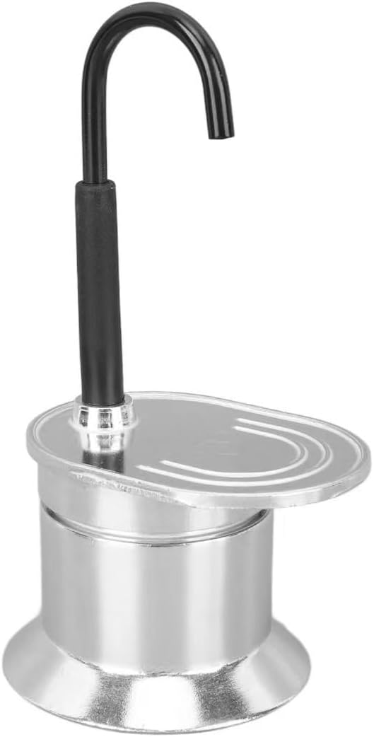 50ml Mini Aluminum Moka Pot – Single Tube Espresso Maker, 2.2 fl oz Compact Aluminum Body with Safety Valve & Black Handle, Portable Brewing for Home, Office & Travel