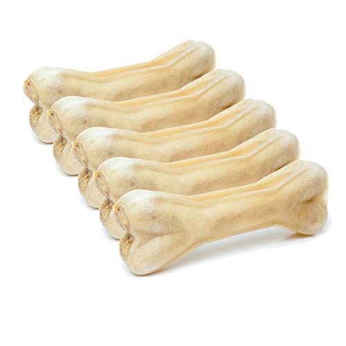 DOGBOSS 100% Natur Kauknochen Hundeknochen, Rinderhaut mit Pansen, 5 Stück 12 cm