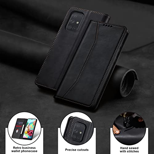 Image of Jasonyu Case for Samsung Galaxy A71 4G Leather Wallet Flip Cover with Card Holder,Kickstand, Magnetic Closure,TPU Shockproof Phone Case Compatible with Samsung A71 4G (Black)
