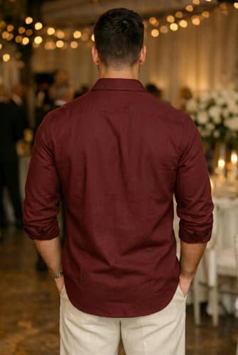 Image of IndoPrimo Men's Cotton Shirt with Stylish Full Sleeves Spread Collared Neck Solid Pattern Western Style Classic Fit and Standard Length | Casual Shirt for Man