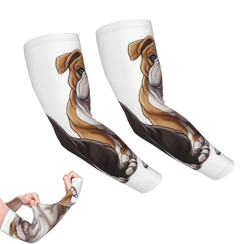 DJUETRUI Arm Sleeves for Men Women Compression Sleeves English Bulldogs Arm Sleeve Sun Protection Sleeves Gardening Sleeves