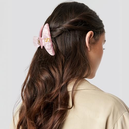 Image of CWJCYTNSN 2 PCS Hair Claw Clips for Women Non-slip Black Pink Claw Clips for Thick Thin Hair Stylish S Hair Clips Elegant Hair Accessory Girls